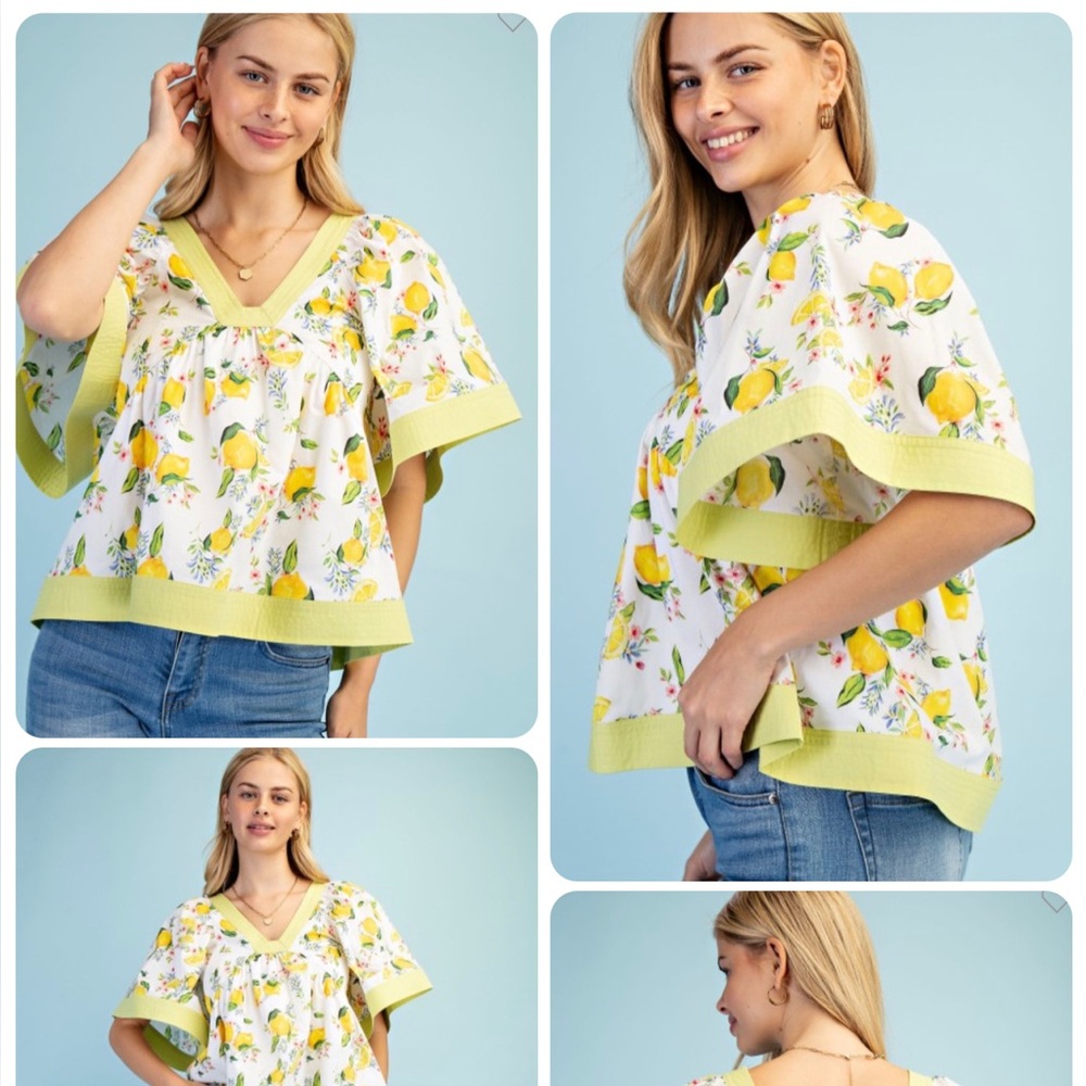 GiGio Citrus Delight V-Neck Blouse